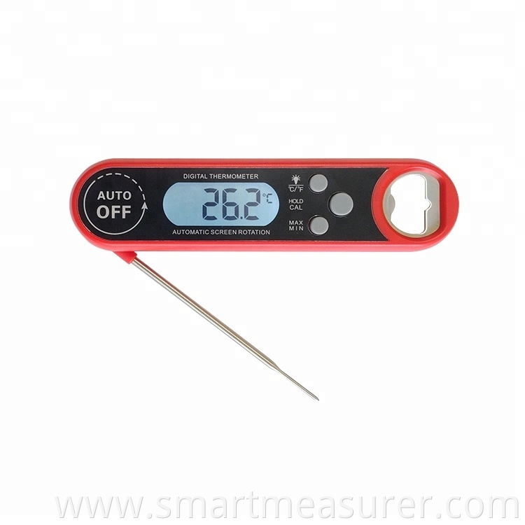 Instant Read Folding BBQ Thermometer with Auto-rotation Screen